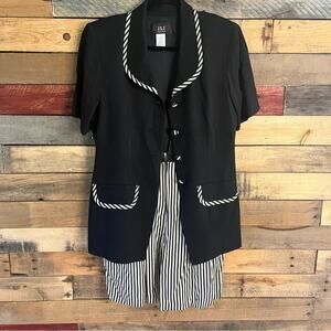 J.S.J. Petites Black And White Stripe Romper Size‎ 7/8